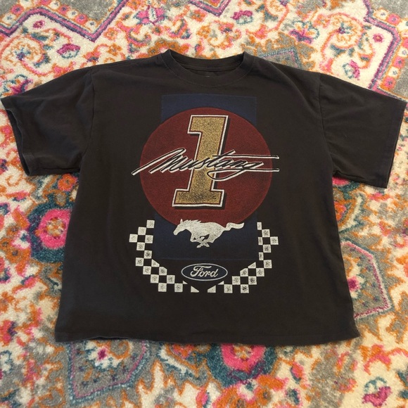 Mighty Fine Tops - Ford Mustang Crop Top Black T-Shirt